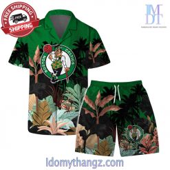Boston Celtics Team Logo Pattern Tropical Hawaiian Set