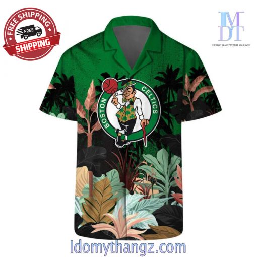 Boston Celtics Team Logo Pattern Tropical Hawaiian Shirt