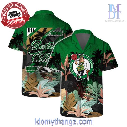Boston Celtics Team Logo Pattern Tropical Hawaiian Shirt