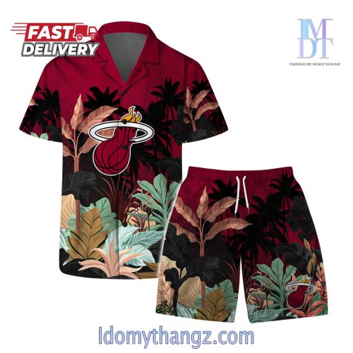 Miami Heat Team Logo Pattern Tropical Hawaiian Set