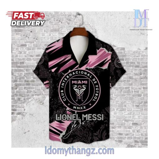 Inter Miami Leo Messi Black Hawaiian Shirt