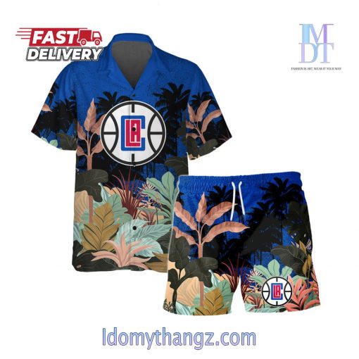 Los Angeles Clippers Team Logo Pattern Tropical Hawaiian Set