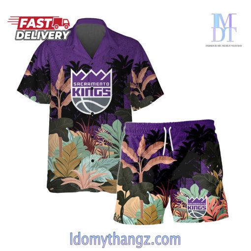 Sacramento Kings Team Logo Pattern Tropical Hawaiian Set