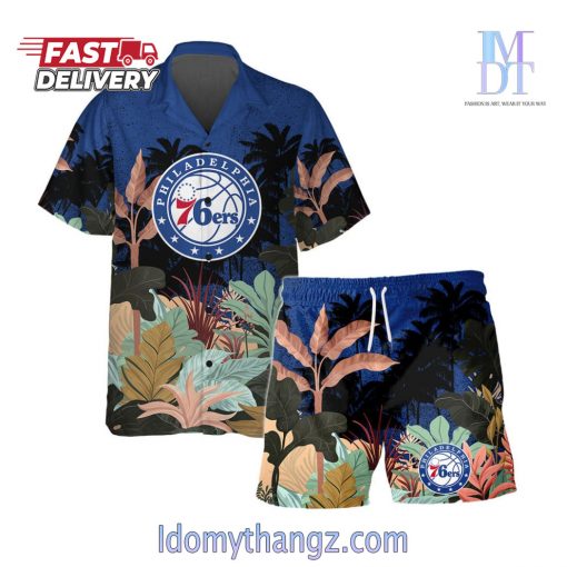 Philadelphia 76ers Team Logo Pattern Tropical Hawaiian Set