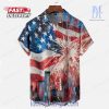 America Flag Design Beauty Chest Pocket Hawaiian Shirt