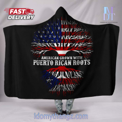 American Grown with Puerto Rican Roots Hooded Blanket