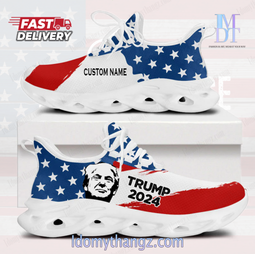Custom Name Trump Face US Flag MaxSoul Shoes