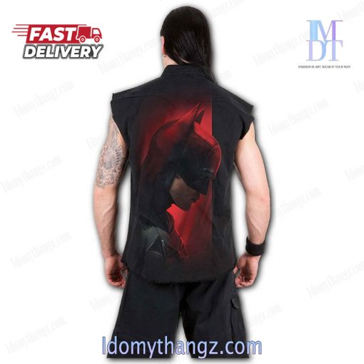 The Batman Logo Fashion Sleeveless Denim Jacket