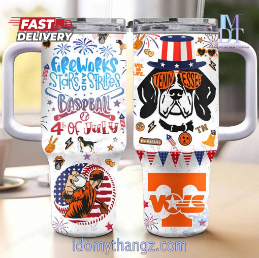 Happy Independence Day Fireworks Baseball Stanley Tumbler