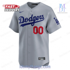 Los Angeles Dodgers Nike Gray Road Limited Custom Baseball Jersey