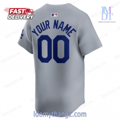 Los Angeles Dodgers Nike Gray Road Limited Custom Baseball Jersey 3