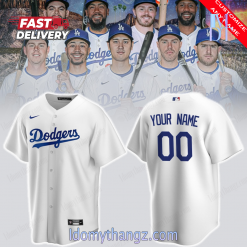 Los Angeles Dodgers Nike White Home Replica Custom Baseball Jersey