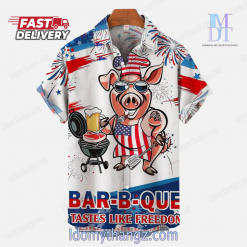 Piggy Chef American Flag BBQ Hawaiian Shirt
