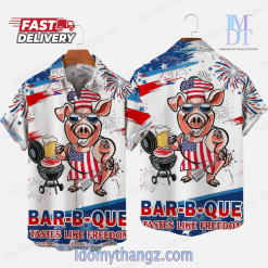 Piggy Chef American Flag BBQ Hawaiian Shirt 3