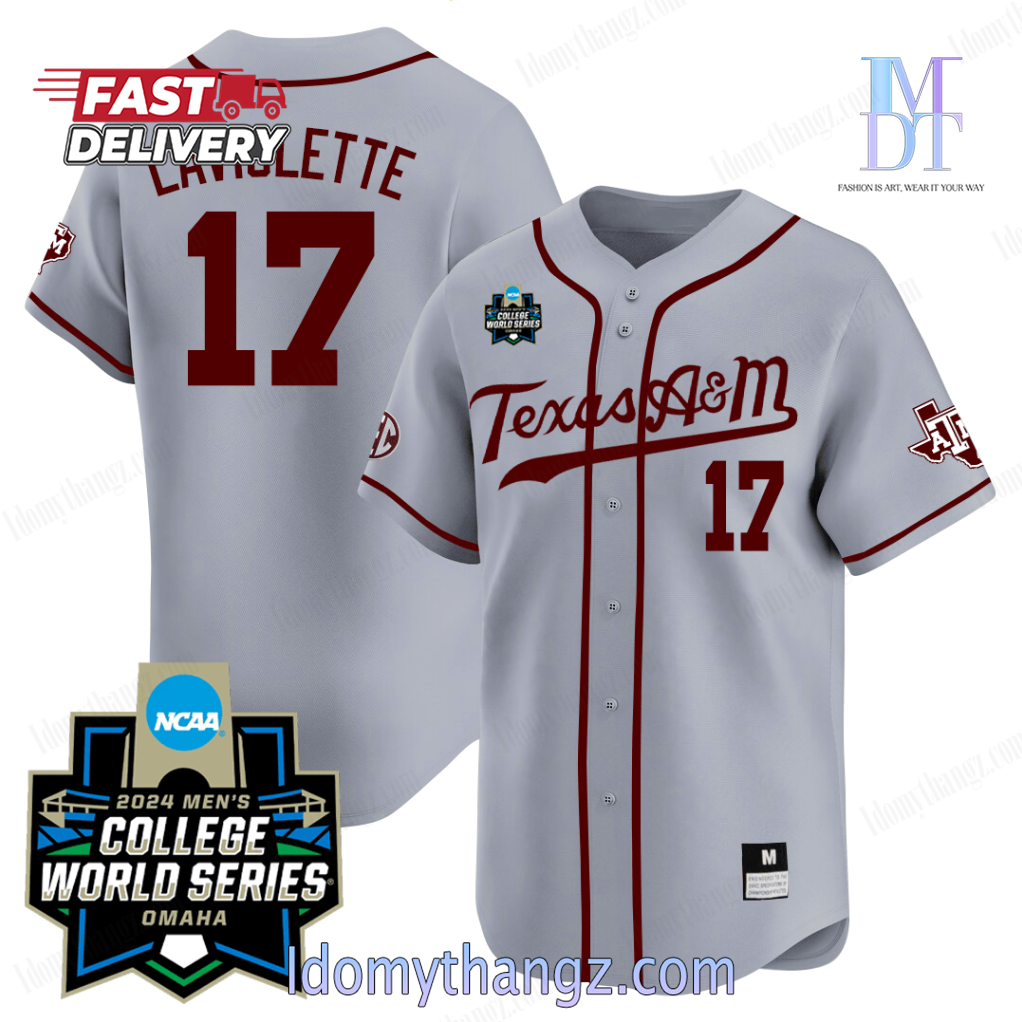 Texas Aggies 2024 College World Series Custom Name And Number Baseball Jersey