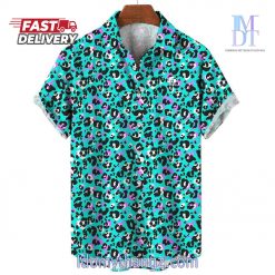 Turquoise Leopard Print Hawaiian Shirt