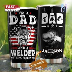 Custom Name Gift For Dad Papa And Welder Dad Tumbler