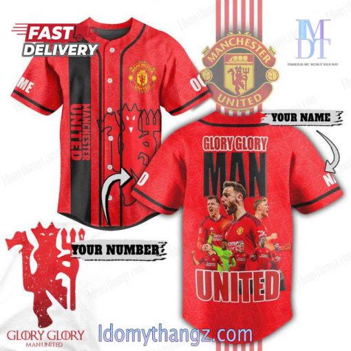 Glory Glory Manchester United Custom Baseball Jersey