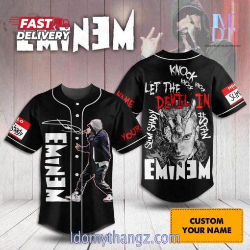 Knock Knock Let The Devil In Eminem Custom Baseball Jersey