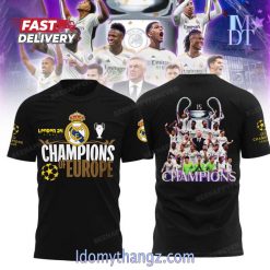 Real Madrid London 24h Final Champions Of Europe T-Shirt Black