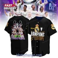 Real Madrid London 24h Final Champions Of Europe Baseball Jersey Black