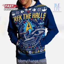 Blue Interstellar Spaceship Ugly Christmas Printing Hoodie