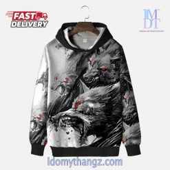 Mysterious Red Eyed Monster Wolves Printing Hoodie