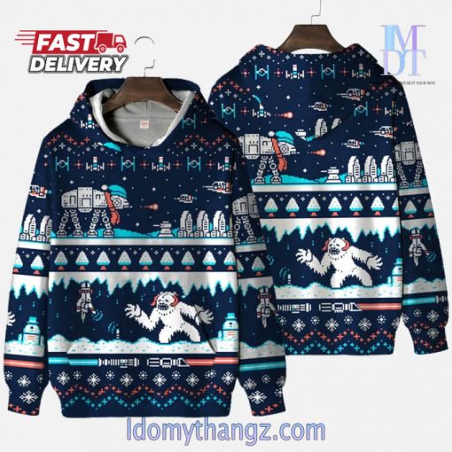 Mosaic Style Space Snow Monster Christmas Printing Hoodie