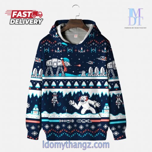 Mosaic Style Space Snow Monster Christmas Printing Hoodie