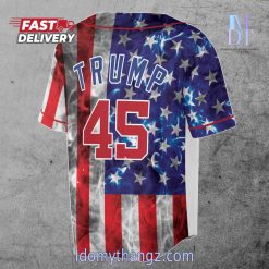 Donald Trump 45 Pro Trump Smoke American Flag Baseball Jersey