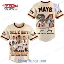 Willie Mays Giants Legend Forever Thank You For The Memories Baseball Jersey