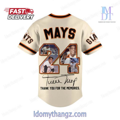 Willie Mays Giants Legend Forever Thank You For The Memories Baseball Jersey