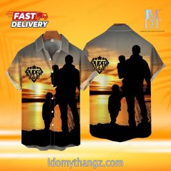 Super Dad Father And Son Enjoying The Sunset Printing Hawaiian Shirt