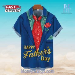 Happy Father’s Day Blue Suit Cartoon Costume Printing Hawaiian Shirt