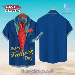 Happy Father’s Day Blue Suit Cartoon Costume Printing Hawaiian Shirt