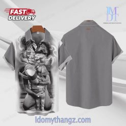 Gray Poster Father And Son Hugging Father’s Day Hawaiian Shirt