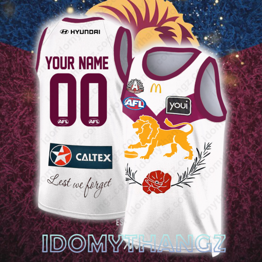 AFL Brisbane Lions 2024 ANZAC DAY Guernsey Custom Basketball Jersey