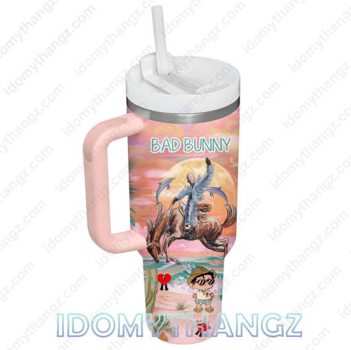 Bad Bunny Pink Ocean 40 Oz Tumbler