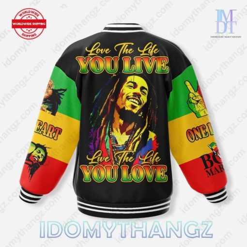 Bob Marley Love The Life You Live Baseball Jacket