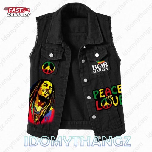 Bob Marley One Love One Heart One Destiny Sleeveless Denim Jacket