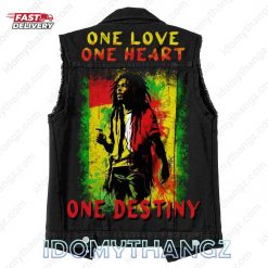 Bob Marley One Love One Heart One Destiny Sleeveless Denim Jacket