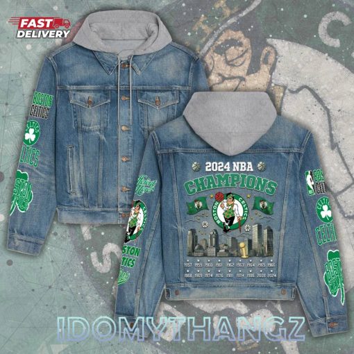 Boston Celtics 2024 NBA Champions Denim Hood Jacket