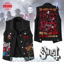 Ghost The World Is On Fire Sleeveless Denim Jacket