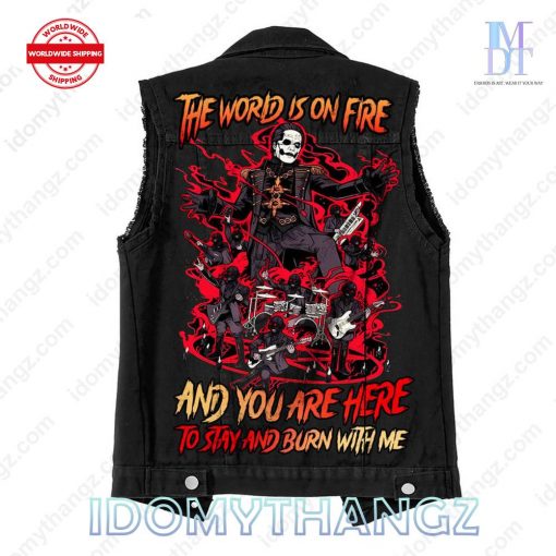 Ghost The World Is On Fire Sleeveless Denim Jacket