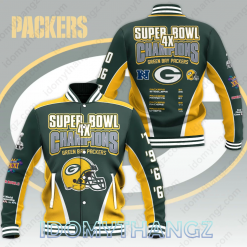Green Bay Packers Super Bowl Champions Varsity Baseball Jacket