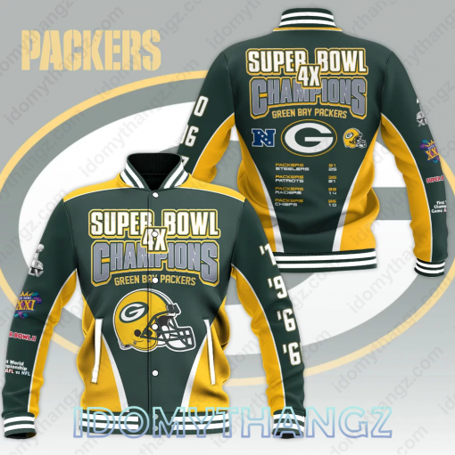 Green Bay Packers Super Bowl Champions Varsity Baseball Jacket