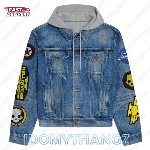 Helldivers Super Earth Needs You Hooded Denim Jacket