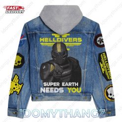 Helldivers Super Earth Needs You Hooded Denim Jacket