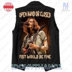 Hozier Cherry Wine Open Hand Or Closed Sleeveless Denim Jacket