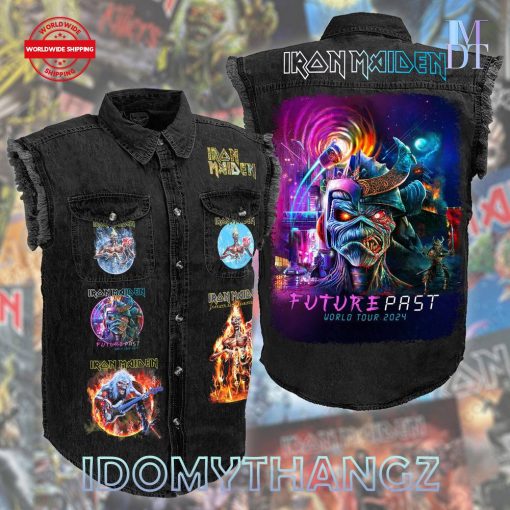 Iron Maiden The Future Past Tour 2024 Sleeveless Denim Jacket